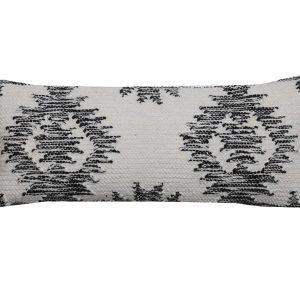 Bílo-černý polštář Rimago s ornamenty a třásněmi - 70*30 cm Light & Living  - -