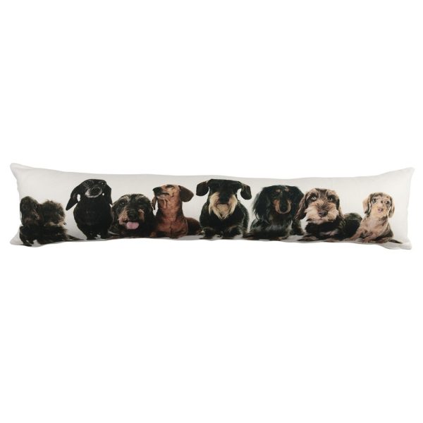 Bílý bavlněný dlouhý polštář s jezevčíky Dachshunds - 90*20*10cm Mars & More  - -