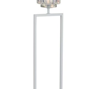 Bílý kovový svícen na 1 svíčku Glass - 12*11*42 cm J-Line by Jolipa  - -