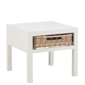 Bílý noční stolek s košíkem - 50*50*45 cm J-Line by Jolipa  - -