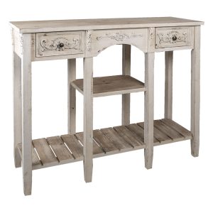Bílý vintage dřevěný stolek Benedicto - 125*40*97 cm Clayre & Eef  - -