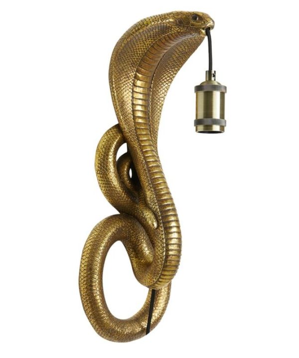 Bronzová antik nástěnná lampa Cobra Snake bronze - 18*18*52 cm / E27 Light & Living  - -