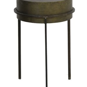Bronzový antik kovový stolek/ květináč Tence - Ø38