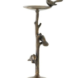 Bronzový antik kovový svícen s ptáčky Bird antique - 17*11*34 cm Light & Living  - -
