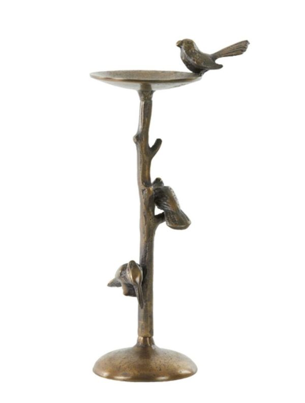 Bronzový antik kovový svícen s ptáčky Bird antique - 17*11*34 cm Light & Living  - -