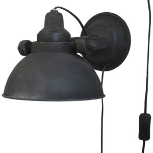 Černá antik nástěnná lampa s patinou Factory - 31*21*18 cm/E14 Chic Antique  - -