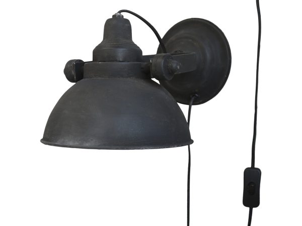 Černá antik nástěnná lampa s patinou Factory - 31*21*18 cm/E14 Chic Antique  - -