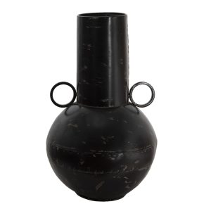 Černá kovová dekorační váza s odřením Tinn - Ø 26*42 cm Clayre & Eef  - -