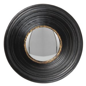 Černé antik kulaté nástěnné vypouklé zrcadlo Beneoit – Ø 19*7 cm Clayre & Eef  - -