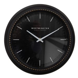 Černé antik nástěnné hodiny Westminster - Ø 28*5 cm / 1*AA Clayre & Eef  - -