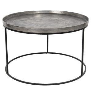 Černo-stříbrný kovový odkládací stolek Devereux – Ø 80*48 cm Clayre & Eef  - -
