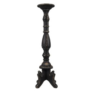 Černý antik dřevěný svícen Vien - Ø 21*60 cm Clayre & Eef  - -