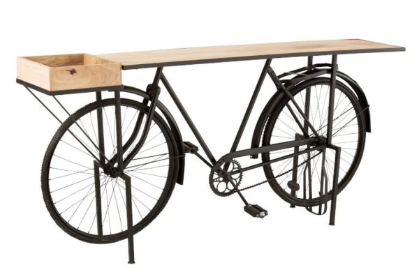 Černý konzolový stolek retro kolo Bicycle - 190*36*84cm J-Line by Jolipa  - -