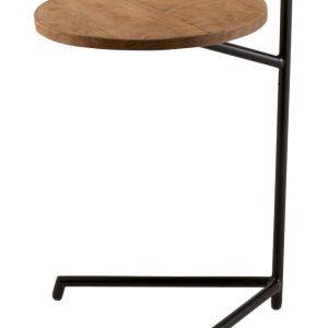 Černý kovový odkládací stolek s dřevěnou deskou Mango - Ø 35*42*65 cm J-Line by Jolipa  - -