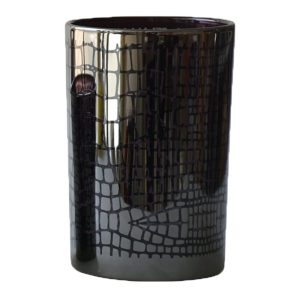 Černý lesklý skleněný svícen Mosa s mozaikou - 12*12*18cm Mars & More  - -