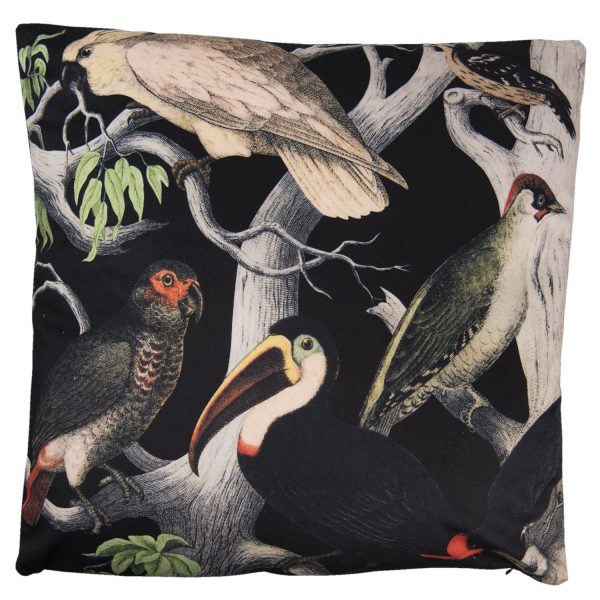 Černý sametový polštář s výplní Toucan - 45*45cm Clayre & Eef  - -