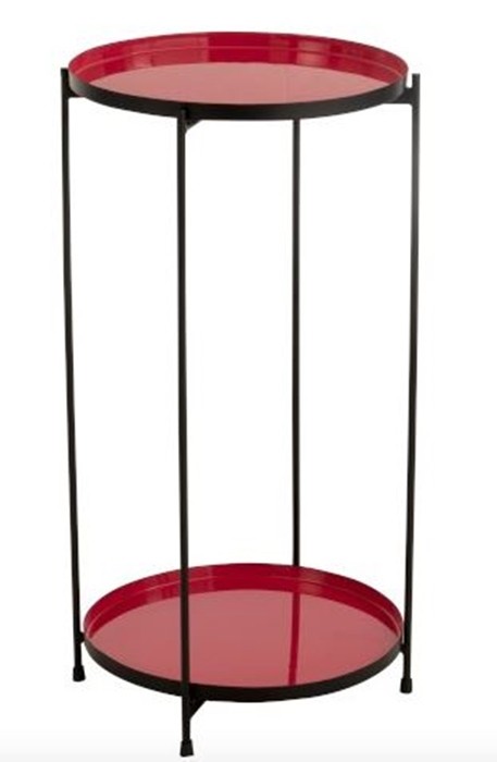 Červený kovový odkládací stolek Cerise - 32*8*60 cm J-Line by Jolipa  - -