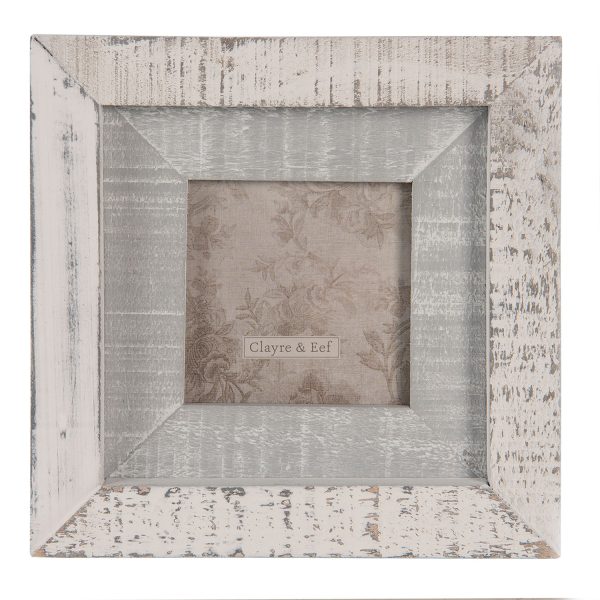 Čtvercový šedý fotorámeček s patinou - 15*2*15 cm / 7*7 cm Clayre & Eef  - -