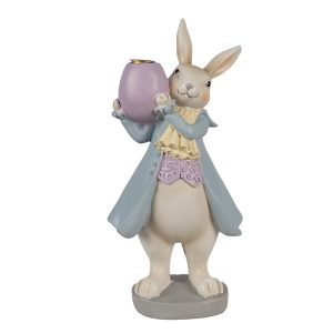 Dekorace králík držící vajíčko jako svícen - 10*8*20 cm Clayre & Eef  - -