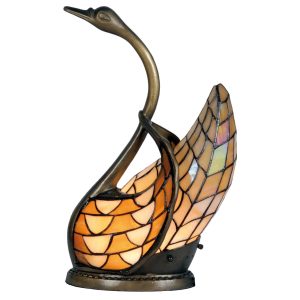 Dekorativní lampa Tiffany labuť - 30*20*45 cm 1x E14 / Max 40W Clayre & Eef  - -