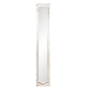 Dlouhé úzké zrcadlo v dřevěném bílém rámu s patinou - 30*4*176 cm Clayre & Eef  - -