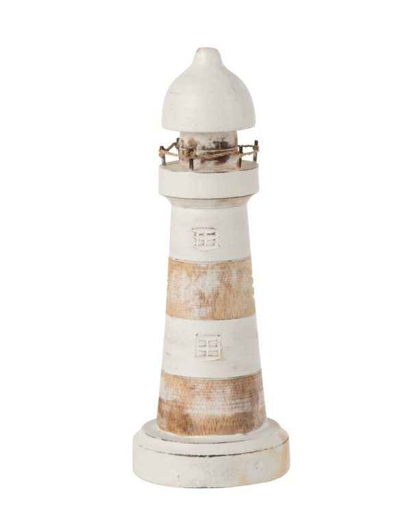 Dřevěná dekorace maják Lighthouse Alabasia Wood M - Ø10*25cm J-Line by Jolipa  - -