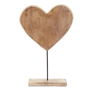 Dřevěná dekorace srdce na podstavci Heart wood - 35*10*54 cm Clayre & Eef  - -