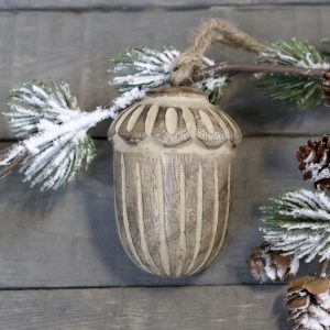 Dřevěná mango dekorace s patinou žalud Acorn antique - Ø 5 * 8cm Chic Antique  - -