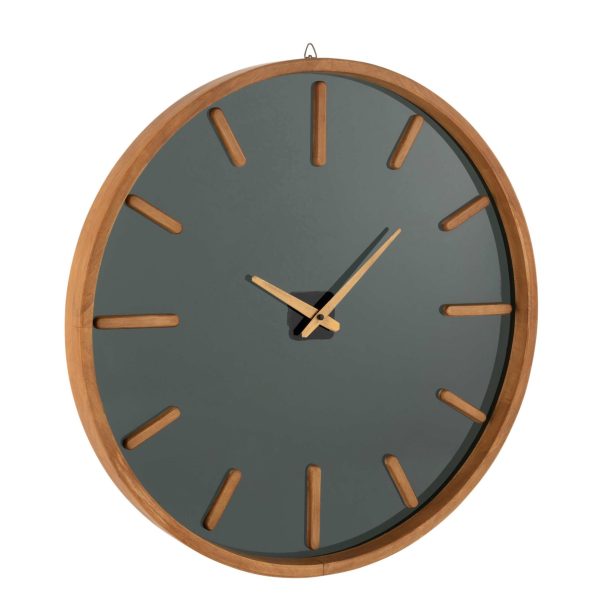 Dřevěné černohnědé hodiny Herve L - Ø80*5 cm J-Line by Jolipa  - -