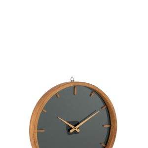 Dřevěné černohnědé hodiny Herve S - Ø40*5 cm J-Line by Jolipa  - -