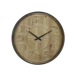 Dřevěné nástěnné hodiny s kovovým rámem Logan - Ø 60*6cm Light & Living  - -