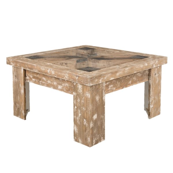 Dřevěný konferenční stolek Jacques s patinou - 90*90*50 cm Clayre & Eef  - -