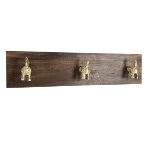 Dřevěný nástěnný věšák s knopkami psích ocásků - 44*8*10 cm Clayre & Eef  - -