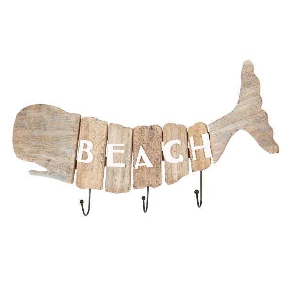 Dřevěný věšák velryba Beach - 58*5*27 cm Clayre & Eef  - -