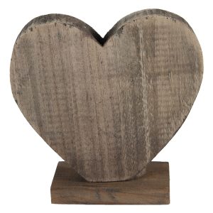 Hnědá antik dřevěná dekorace srdce - 19*7*19 cm Clayre & Eef  - -