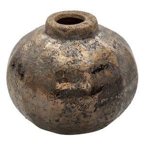 Hnědá keramická váza s bronzovou patinou Leann - Ø 10*8 cm Clayre & Eef  - -