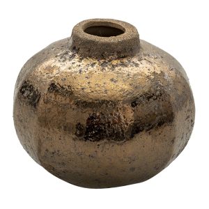 Hnědá keramická váza s bronzovou patinou Leann - Ø 12*10 cm Clayre & Eef  - -