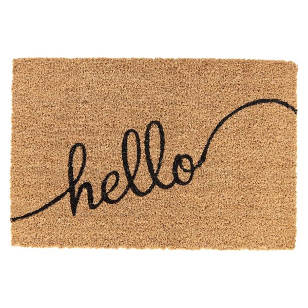 Hnědá kokosová rohožka Hello - 60*40*1 cm Clayre & Eef  - -