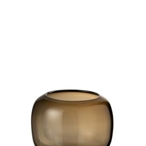 Hnědá skleněná váza / svícen Dark Brown L - 21*21*24 cm J-Line by Jolipa  - -
