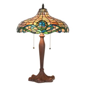 Hnědá stolní lampa Tiffany Vaganto - Ø 41*60 cm E27/max 2*60W Clayre & Eef  - -