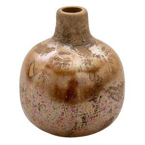 Hnědo-měděná keramická váza s patinou Avice - Ø 9*9 cm Clayre & Eef  - -