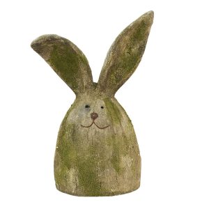 Hnědo-zelená dekorace hlava králíka - 35*22*53 cm Clayre & Eef  - -