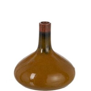 Karamelová keramická dekorační váza Vintage - Ø 21*21cm J-Line by Jolipa  - -