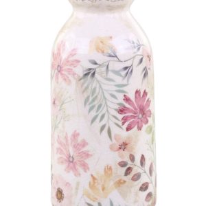 Keramická dekorační váza s květy Floral Auray - Ø 7*15cm Chic Antique  - -