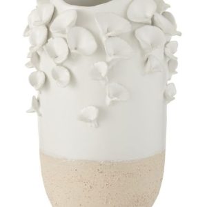 Keramická váza s květy sasanky Anemone - Ø22*38 cm J-Line by Jolipa  - -