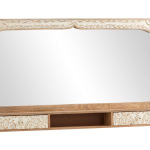 Koupelnové nástěnné dřevěné zrcadlo Dehli Mango - 130*15*75 cm  Massivum  - -