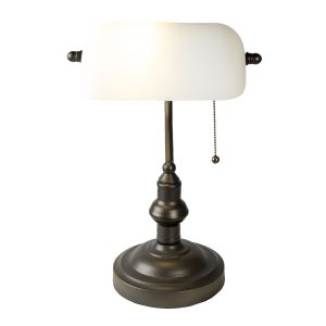 Kovová stolní lampa s bílým stínidlem Michel - Ø 27*40 cm E27/max 1*60W Clayre & Eef  - -