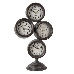 Kovové vintage hodiny se světovými časy Old Town Clocks - 24*13*43 cm / 4*AA Clayre & Eef  - -