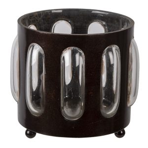 Kovovo skleněný svícen Bubble na čajovou svíčku - Ø 11*13 cm Clayre & Eef  - -