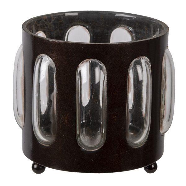 Kovovo skleněný svícen Bubble na čajovou svíčku - Ø 11*13 cm Clayre & Eef  - -